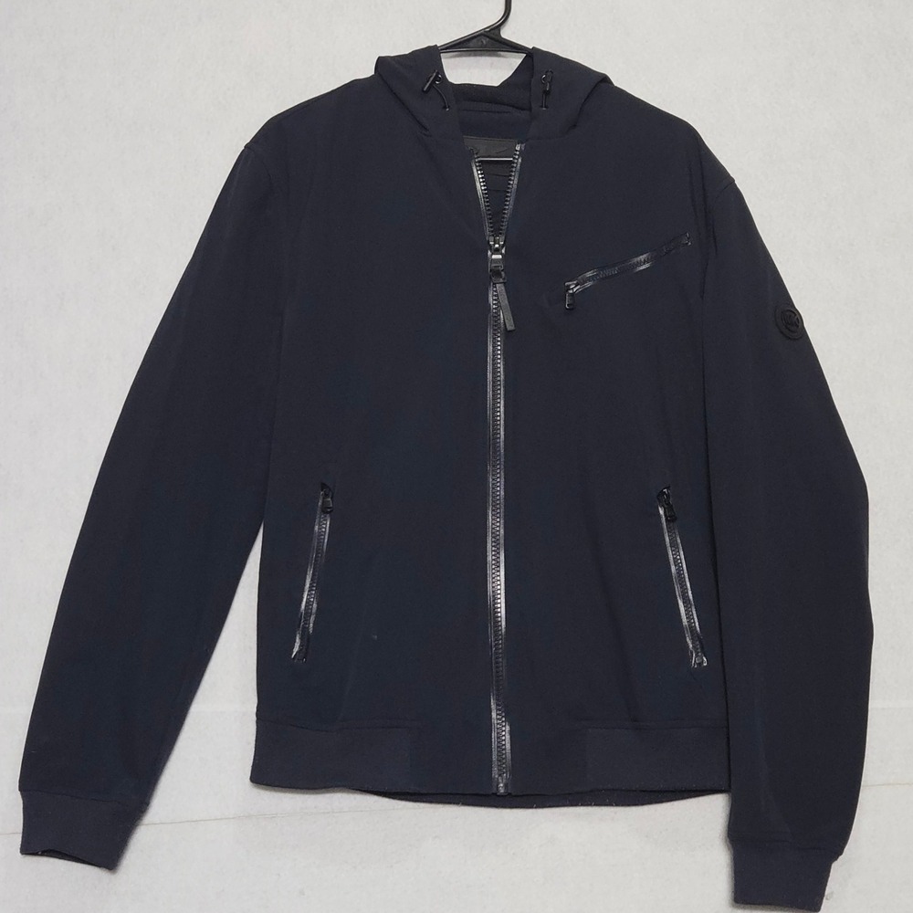 Michael Kors Mens Navy Blue‎ Hooded Softshell Jacket Full Zip Size M RN121545